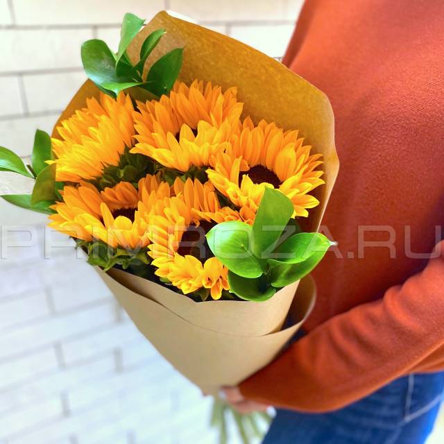 Монобукет из подсолнухов #P007
