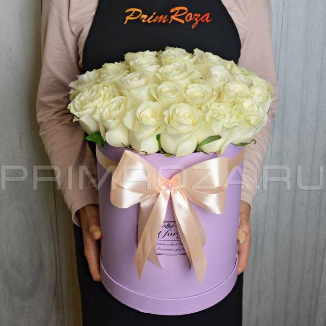 Букет из роз в шляпной коробке #С1