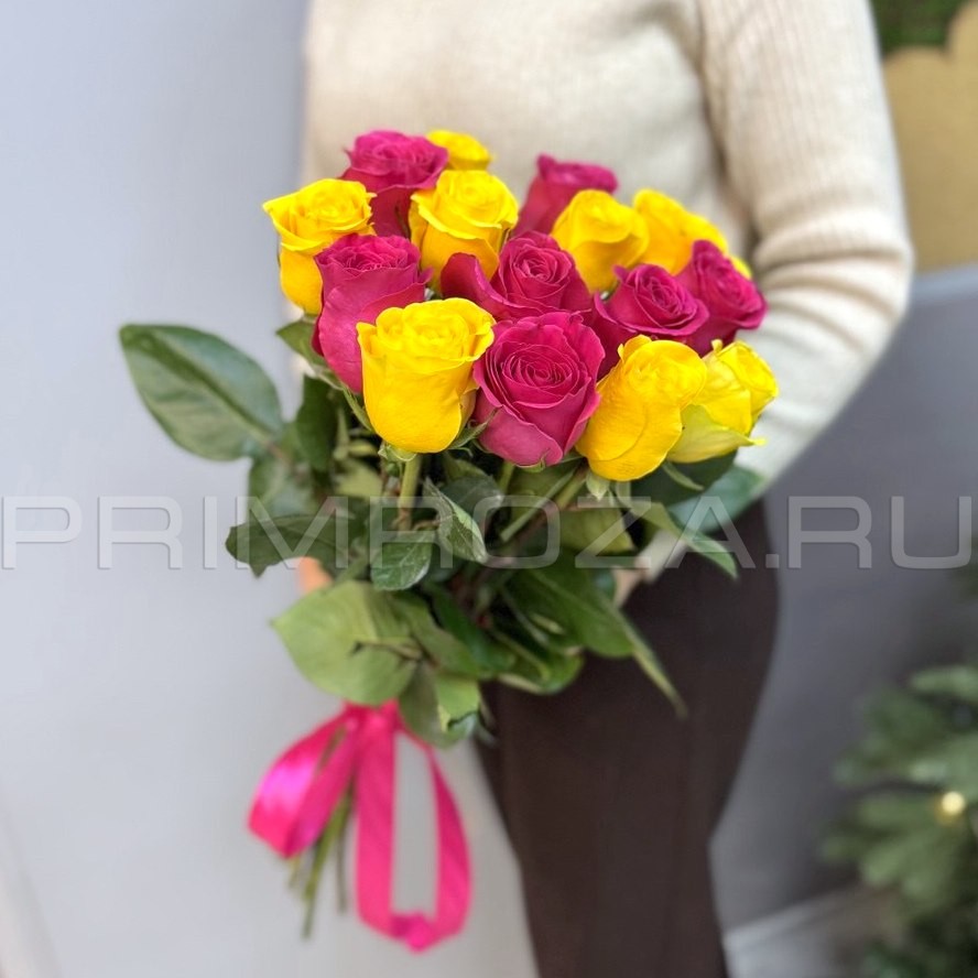 15 роз микс под атласную ленту #A4638