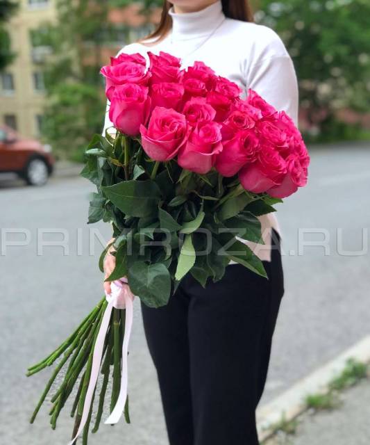 Малиновые высокие розы Эквадор#R4544 