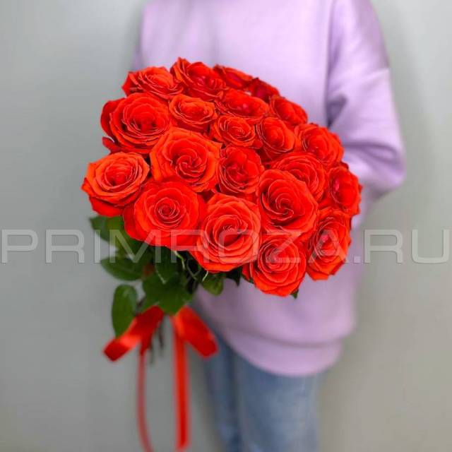 Букет из 21 алой розы #А0066