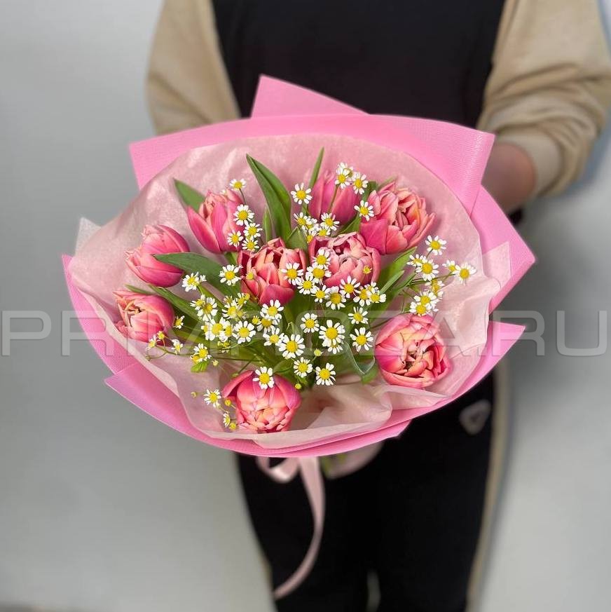 Букет из пионовидных тюльпанов #T8588